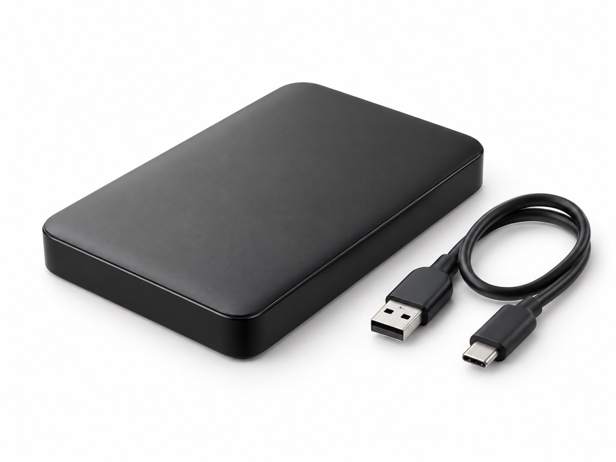 Disco externo HDD portátil com cabo USB
