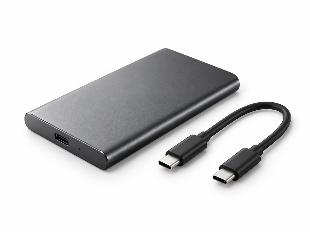 Disco externo SSD portátil com cabo USB-C